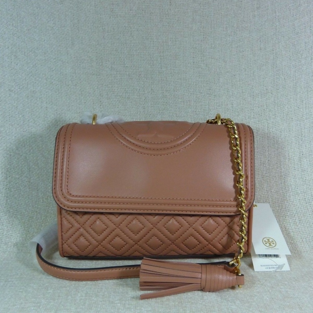 Tory Burch Fleming Coral Sunset Pink Small Convertible Shoulder/Crossbody Bag - Picture 4 of 16